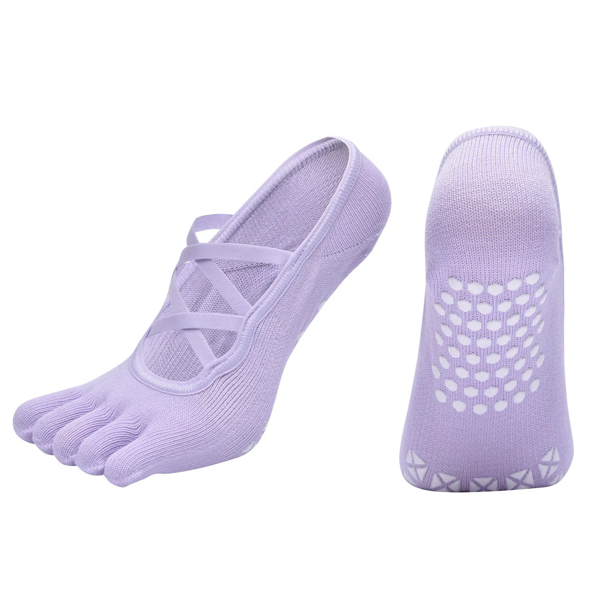 Women Bandage Breathable Pilates Socks Ladies Anti-slip Cotton Backless Sock Five Toes Ballet Dance Fitness Workout Sports Socks