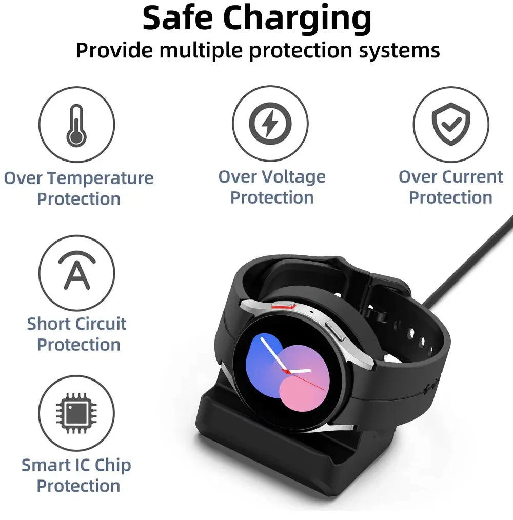 Wireless Charger Holder For Samsung Watch 7 40/44mm Charging Dock Station For Galaxy Watch 5/6 45/46mm Silicone Charger Cradle