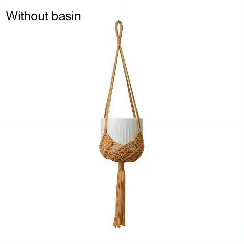 Macrame Plant Hanger Handmade Cotton Rope Hanging Basket Boho Style Planter Holder for Indoor & Outdoor Home Decor