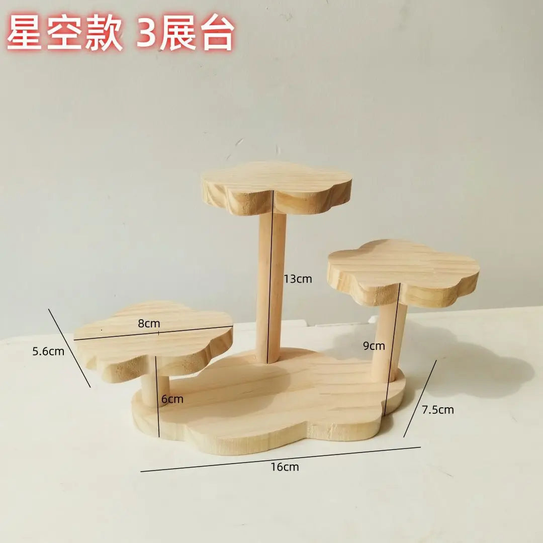 Home Storage Wood Handmade Storage Holders Desktop Doll Handmade Character Blind Box Ladder Storage Display Stand Organizer