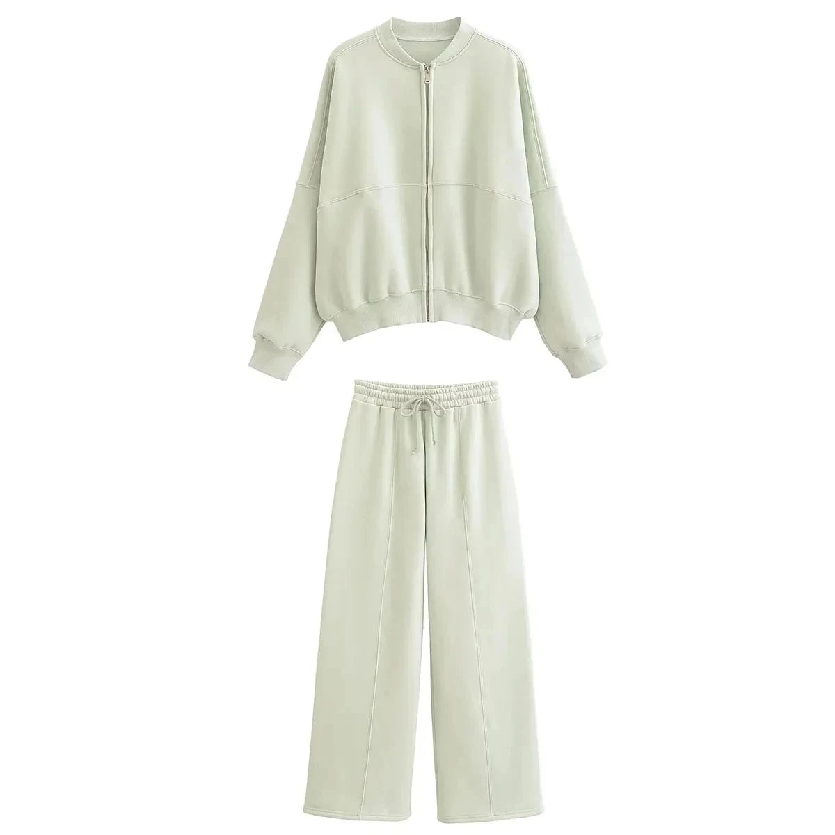 HH Women's Winter Warm Fleece Lined Zipper Jacket Sweatshirt Set Fashionable Stretch High Waist Women's Pants 2-piece Set