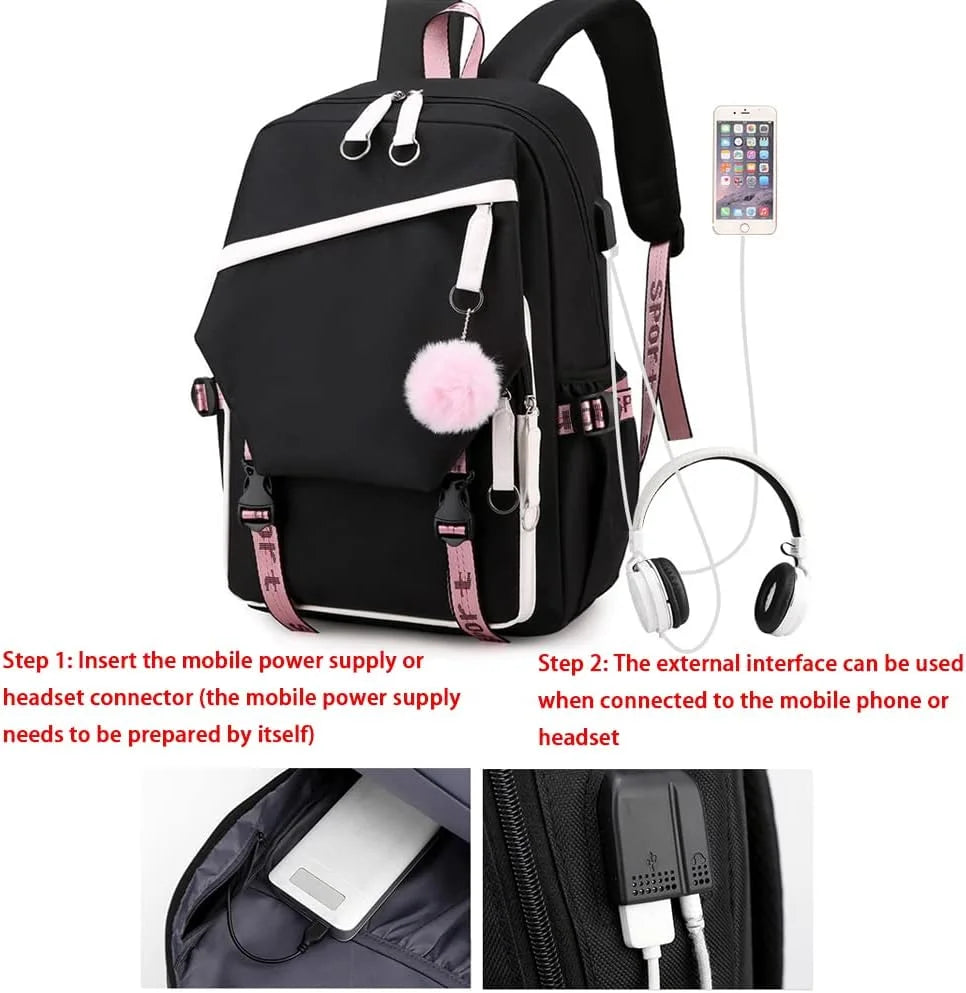 Mesuca Y2K Kawaii School Bag Backpack Cute Cartoon Girls Shoulder