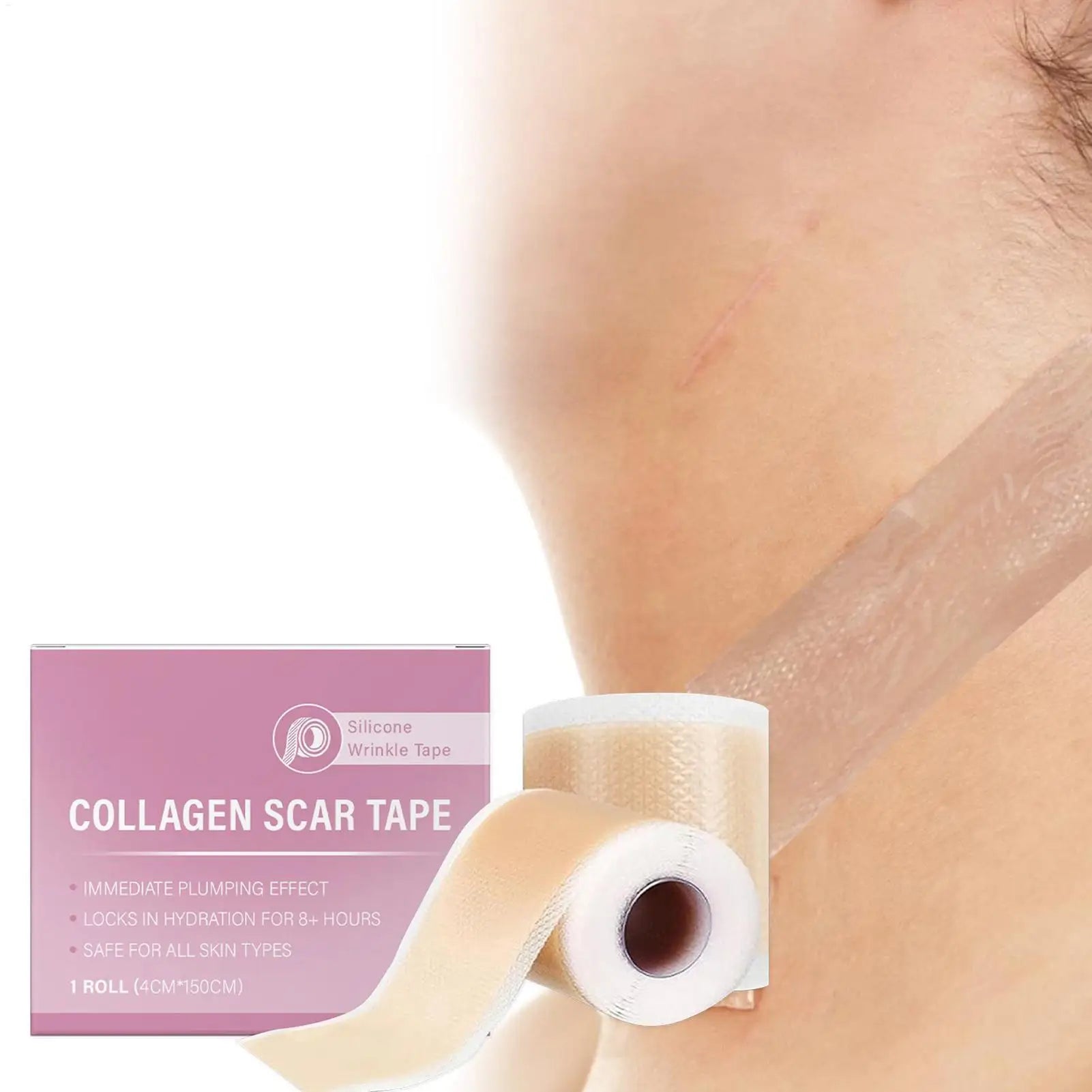 1 Roll Silicone Scar Sheets 4cmX150cm Self-Adhesive Scar Cover Tape Reusable and Effective Skin Care Strips Collagen Scar Tape