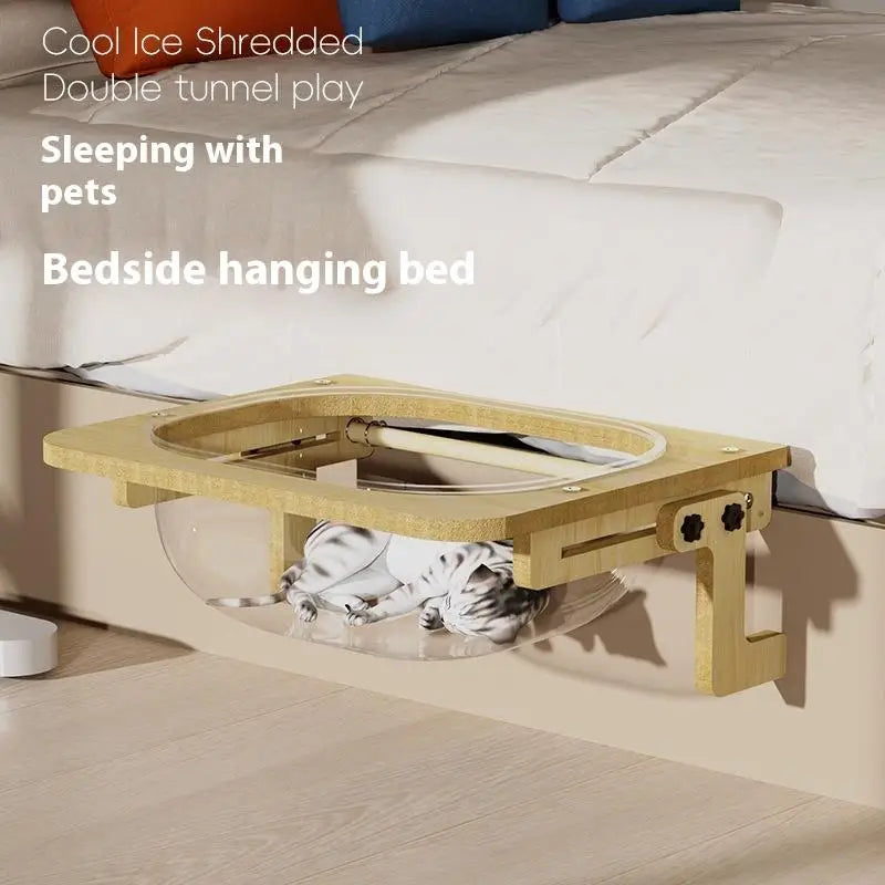 〔HM4〕Wood Cat Bed Space Capsule Cat House Cat Hammock Cat Window Bed Space Capsule Non Perforated Suspension Hammock Bed