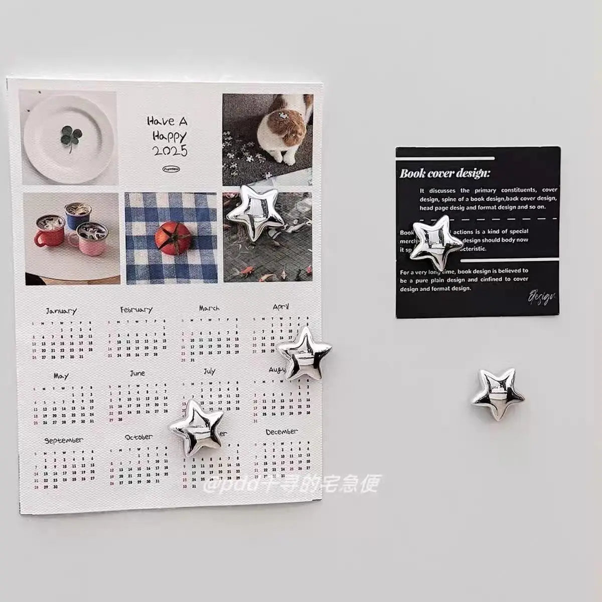 Fridge magnet with silver stars magnetic nail photo wall mounting magnetic sticker
