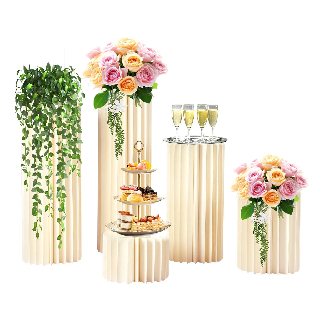 Wedding Party Flower Stand Cylinder Foldable Cardboard Centerpiece Dessert