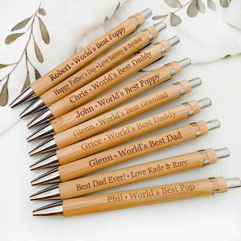 20/50/110PCS Customizable Bamboo Ballpoint Pens Smooth Writing Ideal