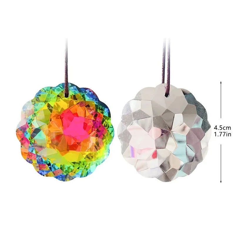 Crystal Decoration Sun Flower 45/60/63mm Rainbow Aurora Crystal Prism Chandelier Room Decoration Hanging Ornament Home Decor