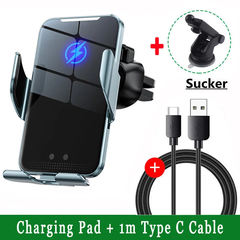 Car Wireless Charger Magnetic Auto Car Mount Phone Holder For iPhone 17 16 15 14 13 12 Samsung Infrared Induction Fast Charging