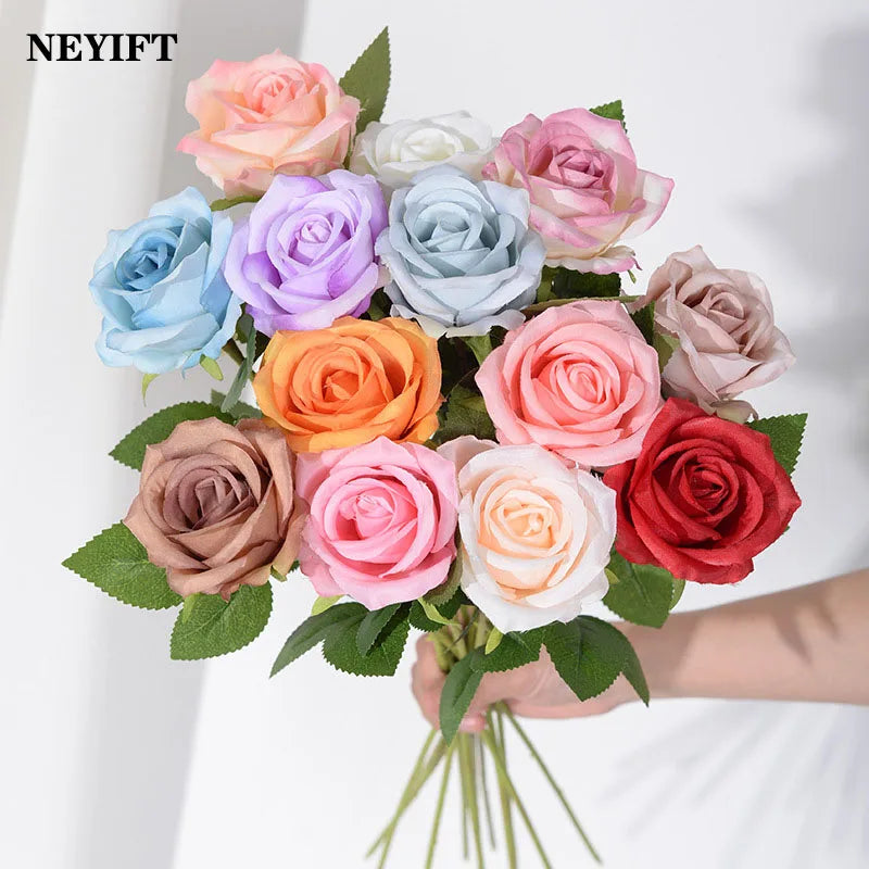 3/5/10/20pcs Silk Artificial Roses Flowers Bouquet Beautiful Fake Roses for Wedding Home Decor Fake Flowers Valentine's Day Gift