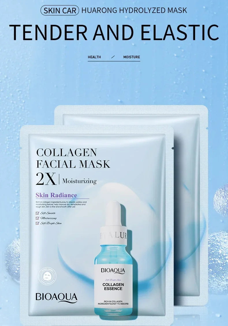 50pcs BIOAQUA Centella Collagen Face Mask Moisturizing Refreshing Sheet Masks Hyaluronic Acid Facial Mask Skin Care Products