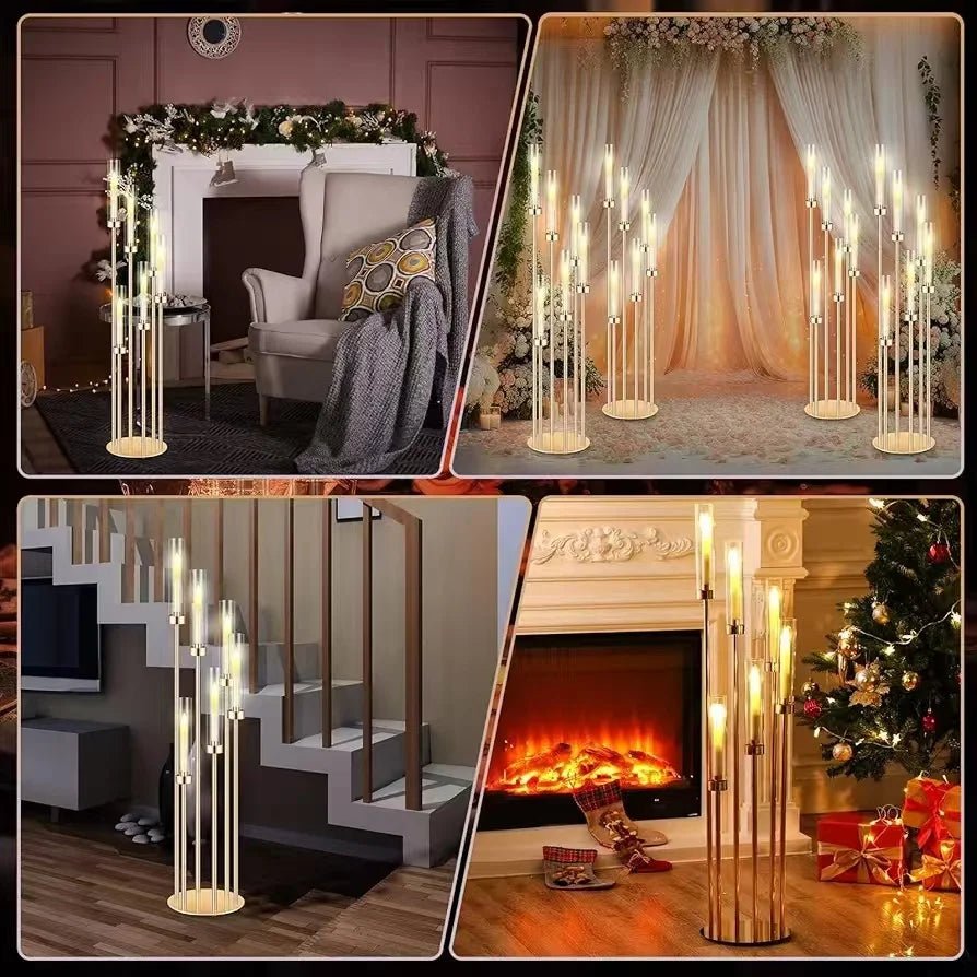 46"Tall Metal Floor Candlestick Holder with 24 PCS LED