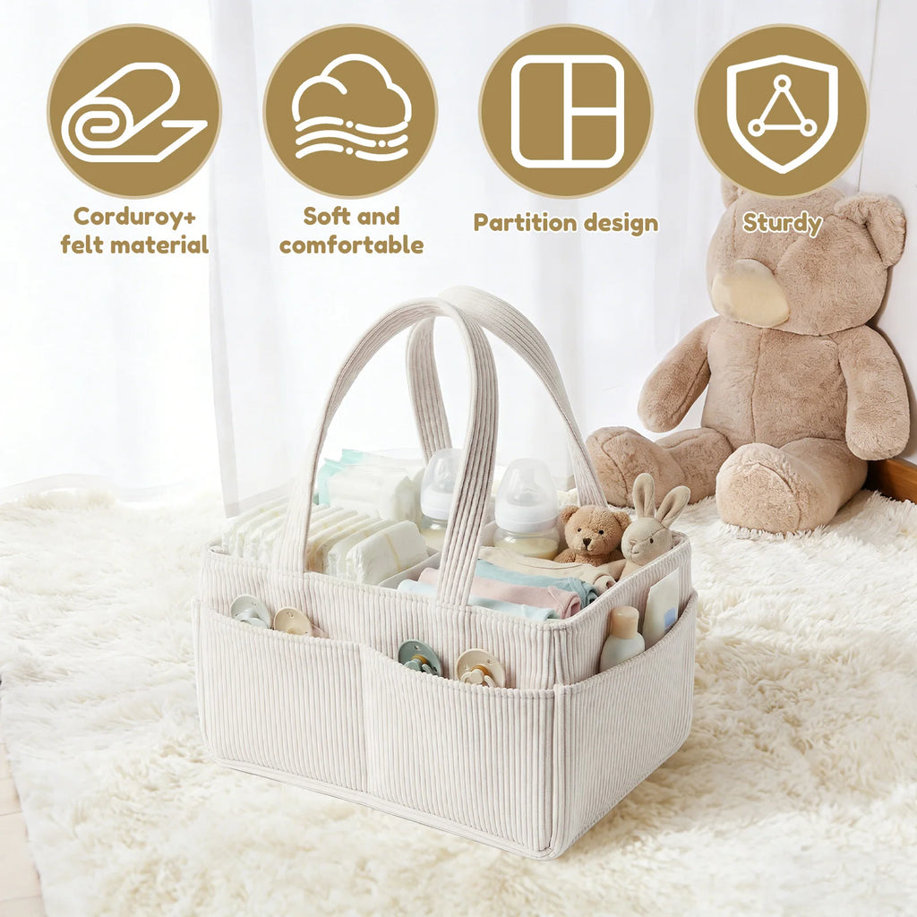 Corduroy Baby Diaper Caddy Organizer