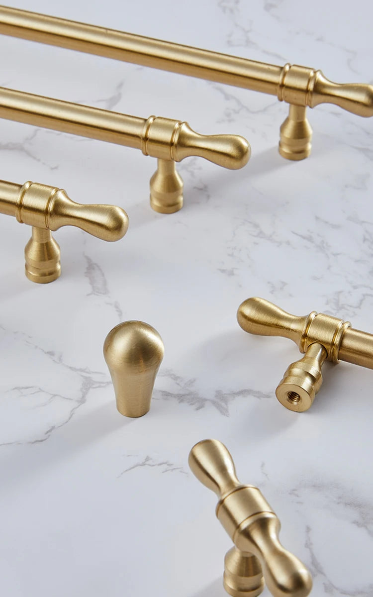 Satin Brass Cabinet Door Handles and Knobs Antique Drawer Pulls Vintage Kitchen Cupboard Handle Wardrobe Hardware French Style