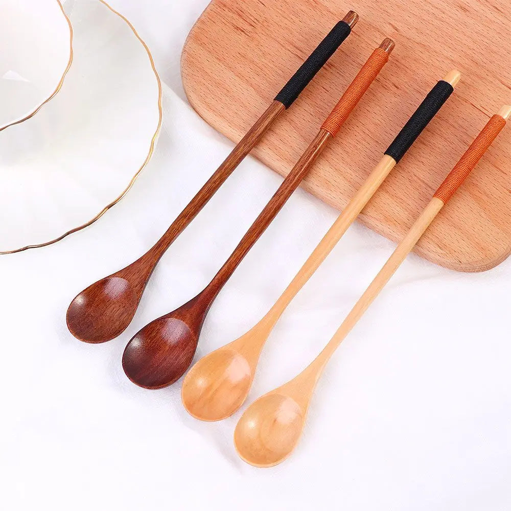 Cooking Dessert Long Handle Kitchen Teaspoon Flatware Wooden Spoon Coffee Spoon Soup Spoon Spoons