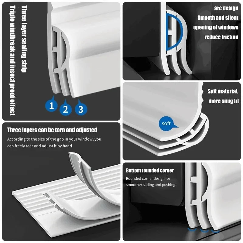1M Self Adhesive Weather Stripping Seal Strip for Sliding