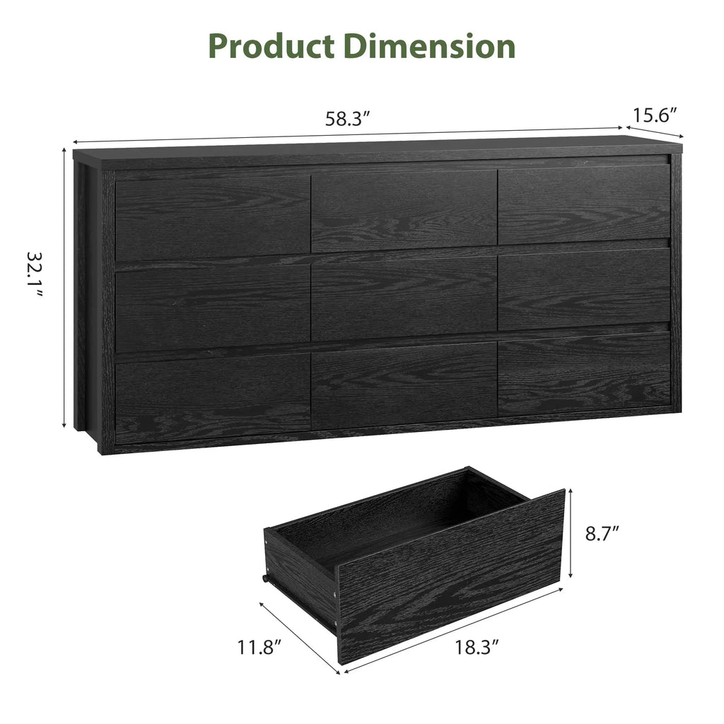 GarveeLife Modern 9 Drawer Dresser for Bedroom – Wide