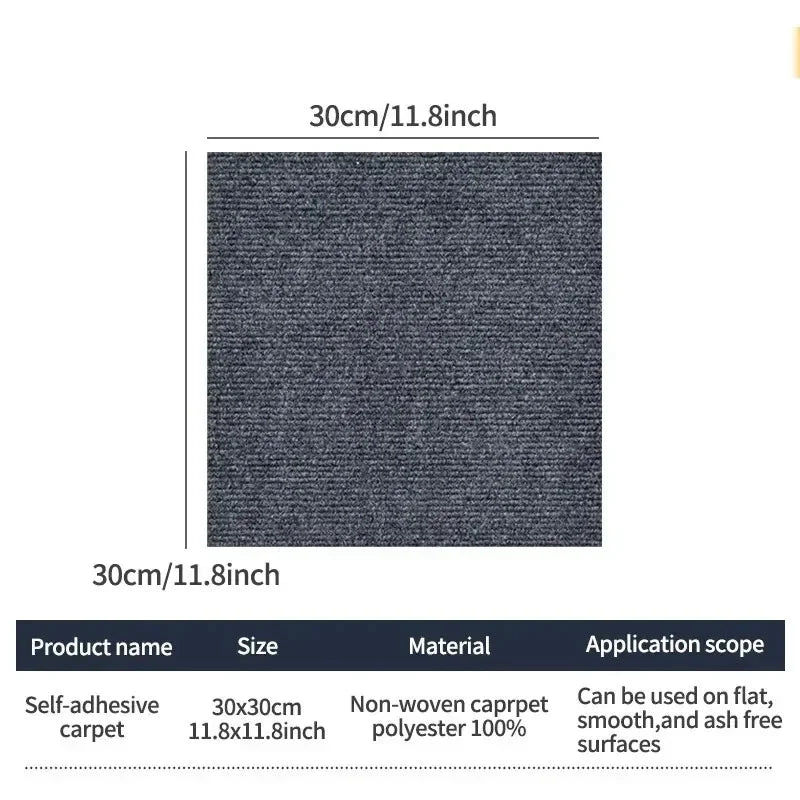 Self Adhesive Carpet Floor Tiles Sticker Square Rugs Peel and Stick Mat DIY Flooring for Kitchen Dining Room Bedroom Home Decor
