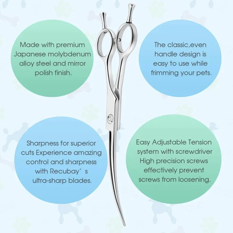 7.5" Curved Dog Grooming Scissors