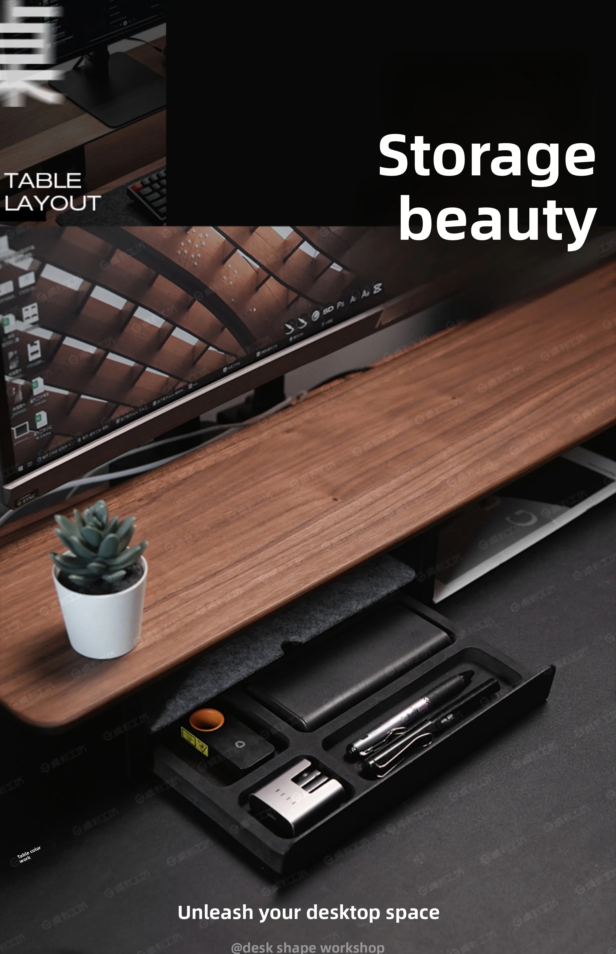 Monitor Stand Riser Storage Drawers Office Desk Organizer Computer Storage Shelf Ergonomic Desk Accessory for Home Office Setup