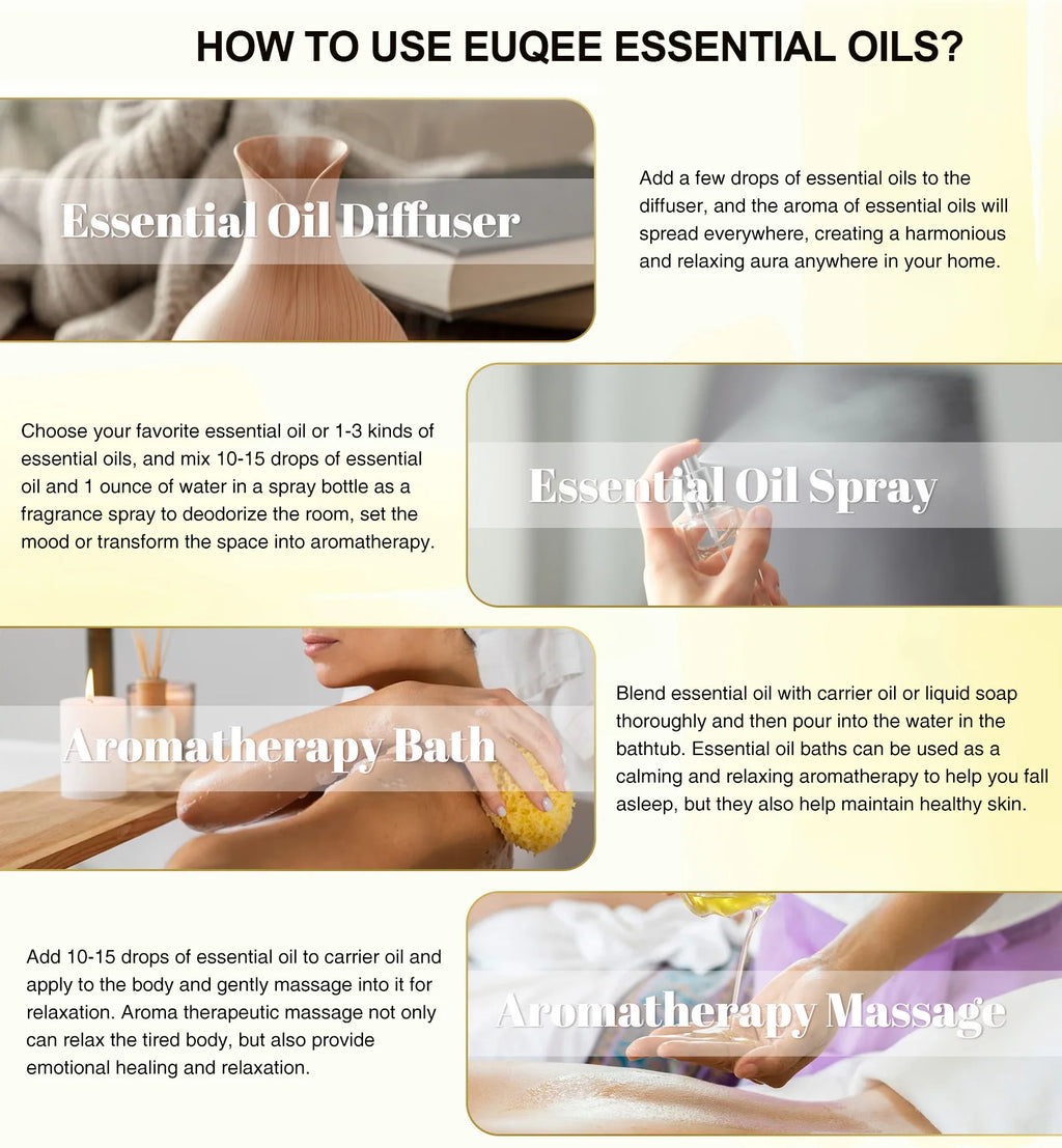 EUQEE 6 Bottles Essential Oils Set For Diffuser DIY Soap Candle Making-Peppermint Lavender Sweet Orange Lemongrass Eucalyptus