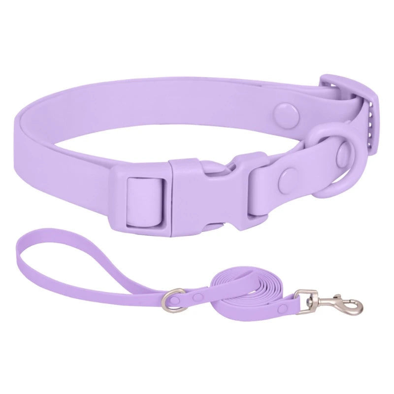 448B Waterproof Dog Collar Adjustable Length Macaron Color Pet Collar with Leash Large Dog Training Accessories
