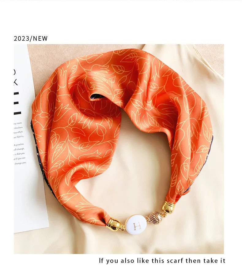 Imitation Silk Scarf Magnetic Buckle Necklace Pendant Wearing Spring and Autumn Cervical Protection for Women
