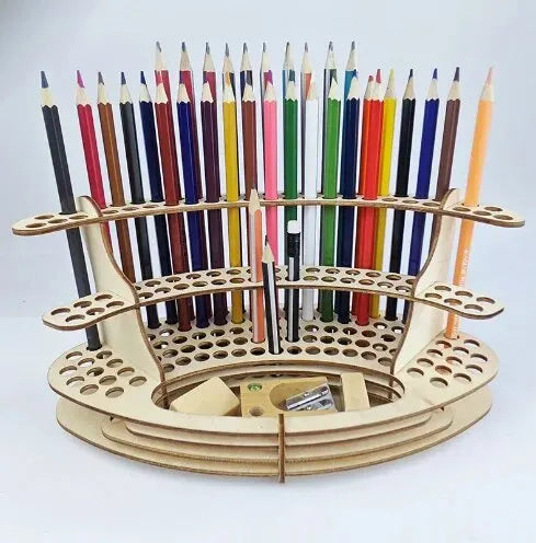 Paint Brush Holder Holes Wooden Paint Brush Holder Stand Desk Organizer Watercolor Brush Tray Rack for Pencils Paint Brushes