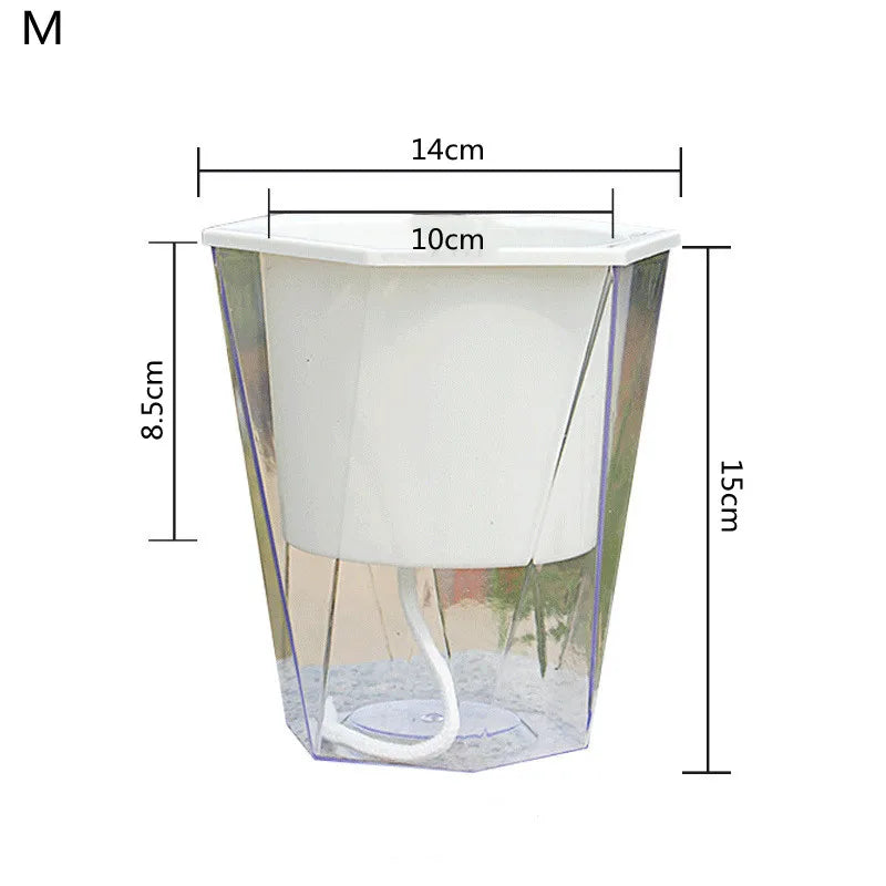 Flower Plant Pot Self Watering Planter Transparent Planting Flower Pot Water Storage Basin Stock Garden Supplies Home Decor FU