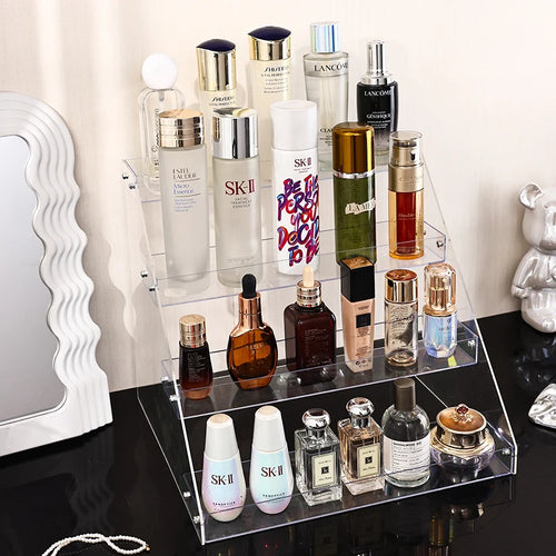 1pc stepped acrylic high skin care product storage rack desktop cosmetics storage rack storage box perfume organizer