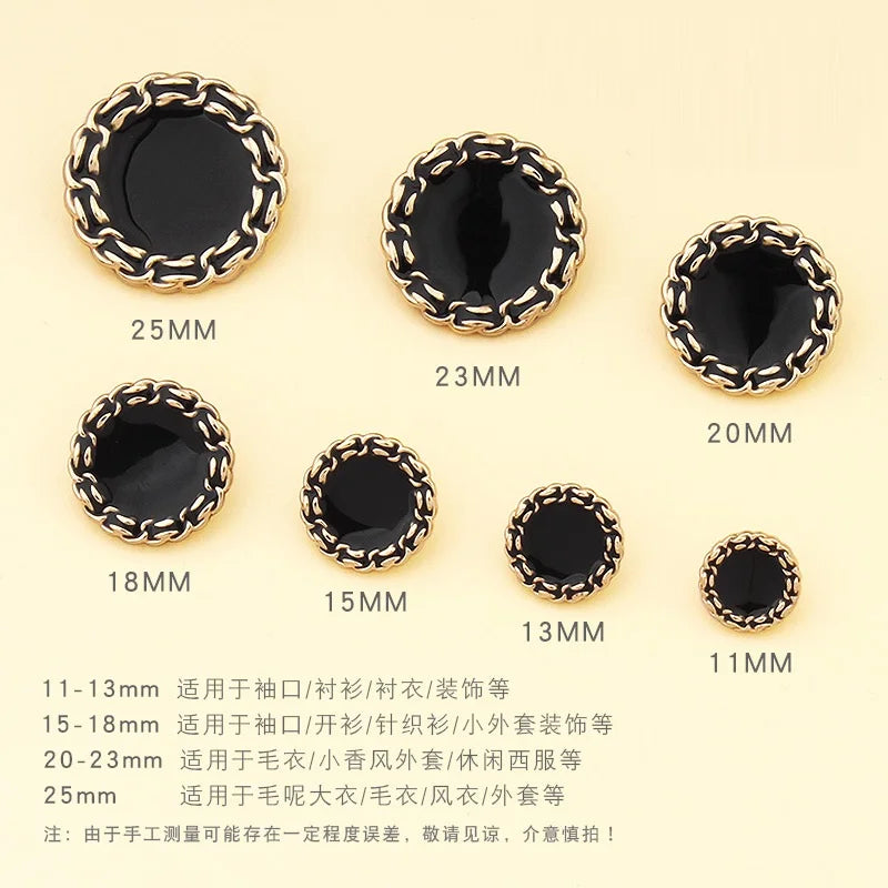 10PCS High-end buckle tweed coat suit suit pyjamas white black exquisite fashion decorative top coat button accessories