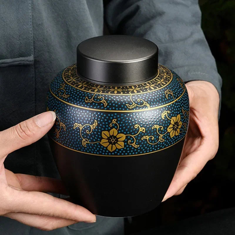 Black Urns for Ceramics Ashes Sealed Cremation Funeral Keepsake Human Pet Memorial Suitable Home Fireplaces Burial Ash Urn