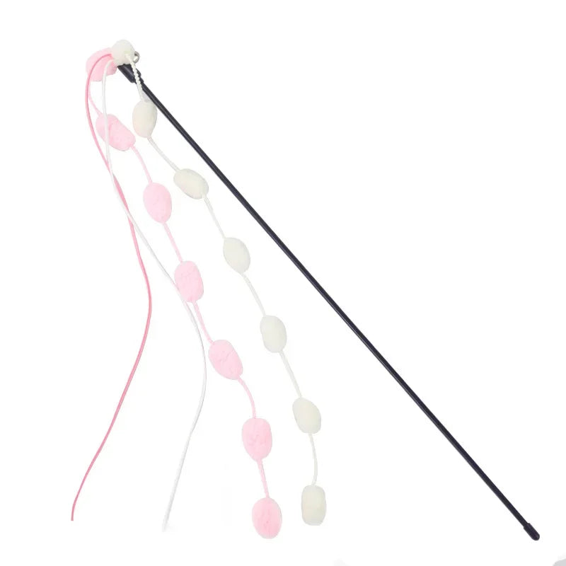 Cat Tassel Toy Plush Balls Cat Teaser Wand Cat Interactive Toys Funny Bell Ribbon PoleTeaser Wand Pet Supplies  Accessory