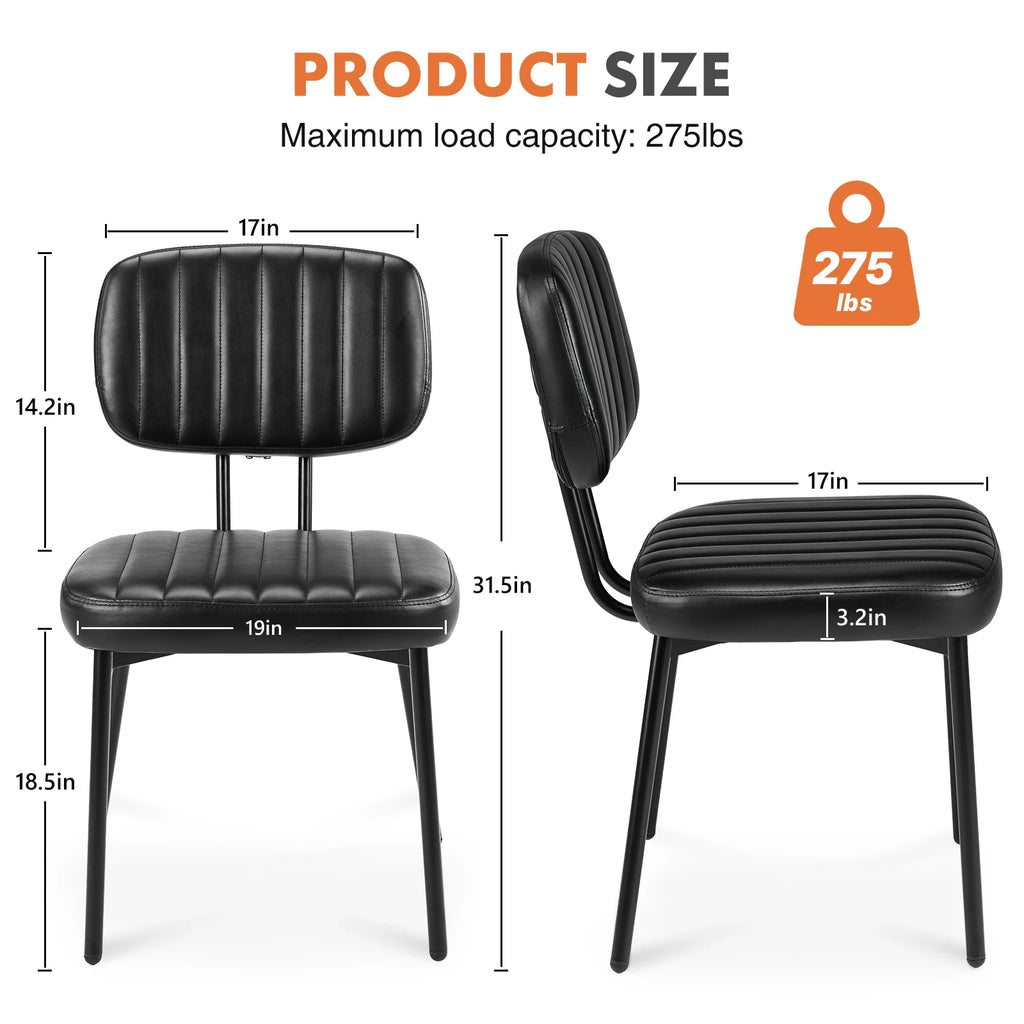 JHK Dining Chairs Set of 2 Ergonomic Lumbar Support PU Leather