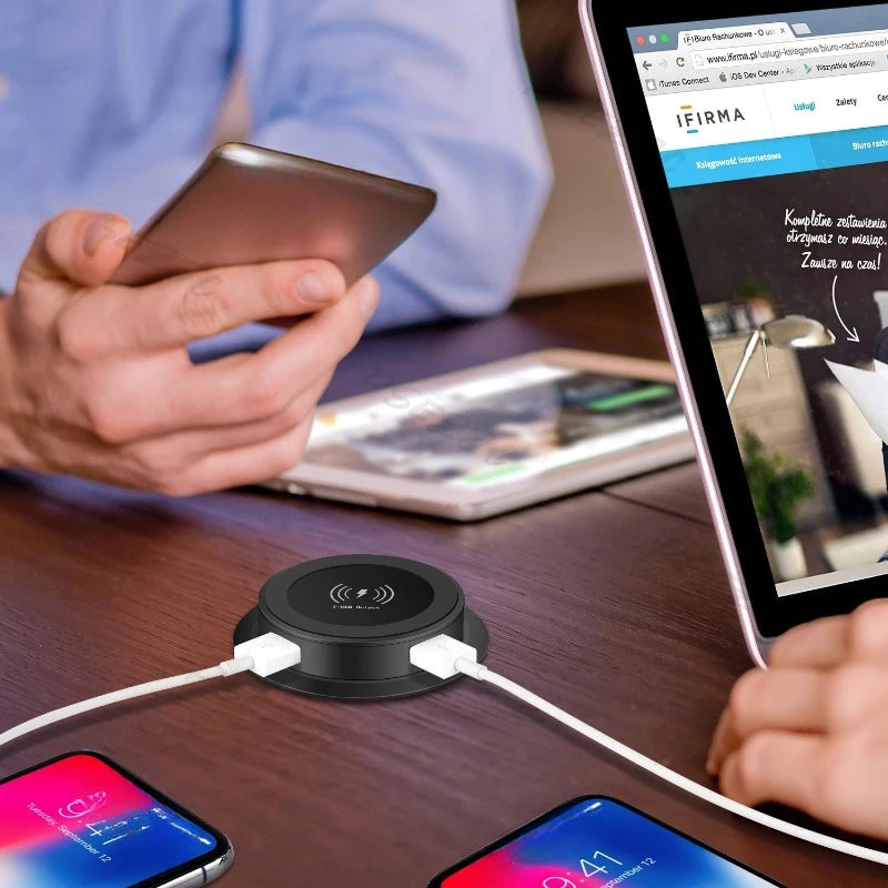 Three in One Multifunctional Hidden USB Bedside Table Sofa Armrest Desktop Office Furniture Embedded Wireless Charger