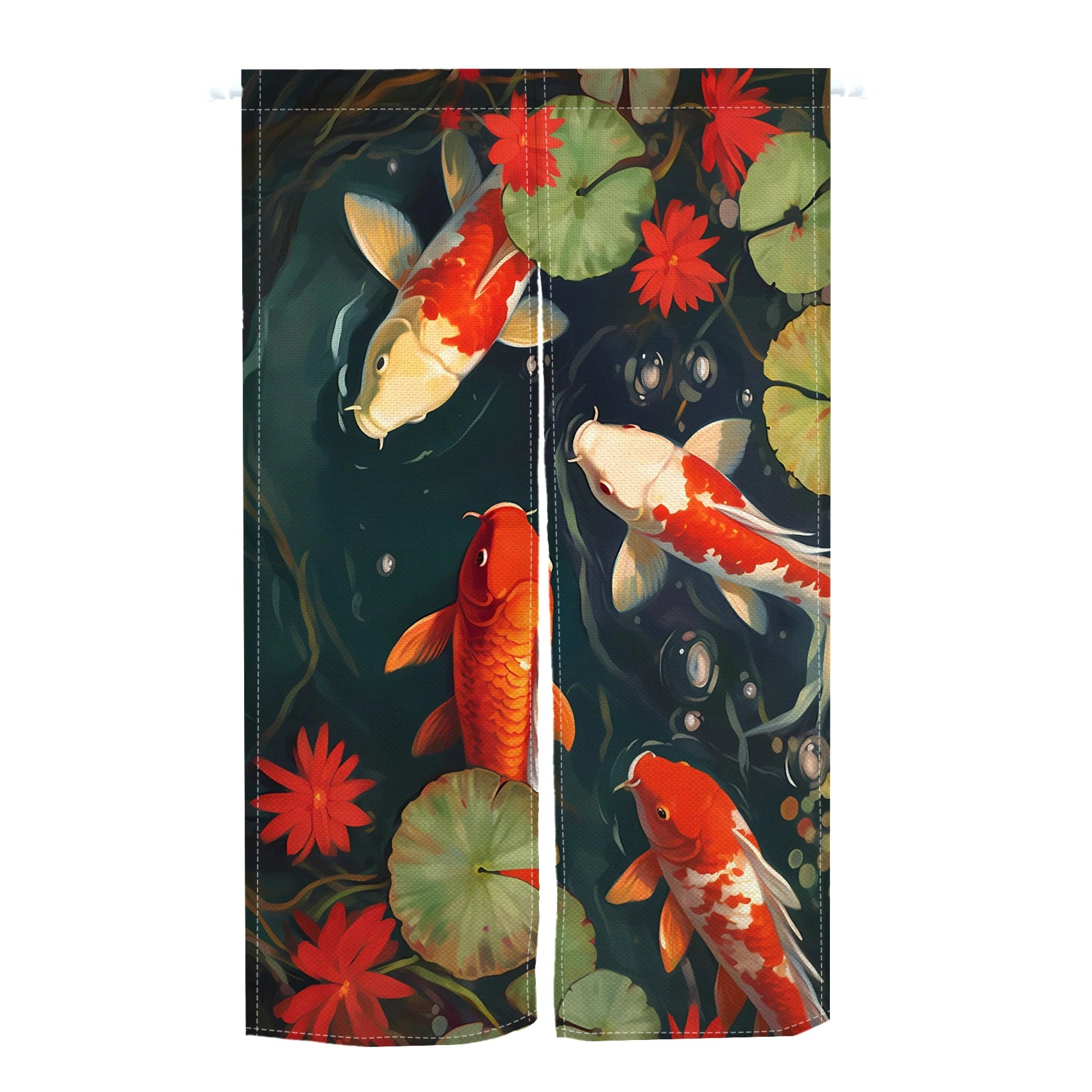 Japanese Koi Fish Door Curtain Fengshui Kitchen Bedroom Linen Doorway Curtain Entrance Hanging Half Curtain Partition Curtain