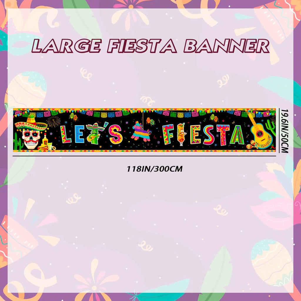 118''x19.6''Mexican Birthday Party Yard Banner