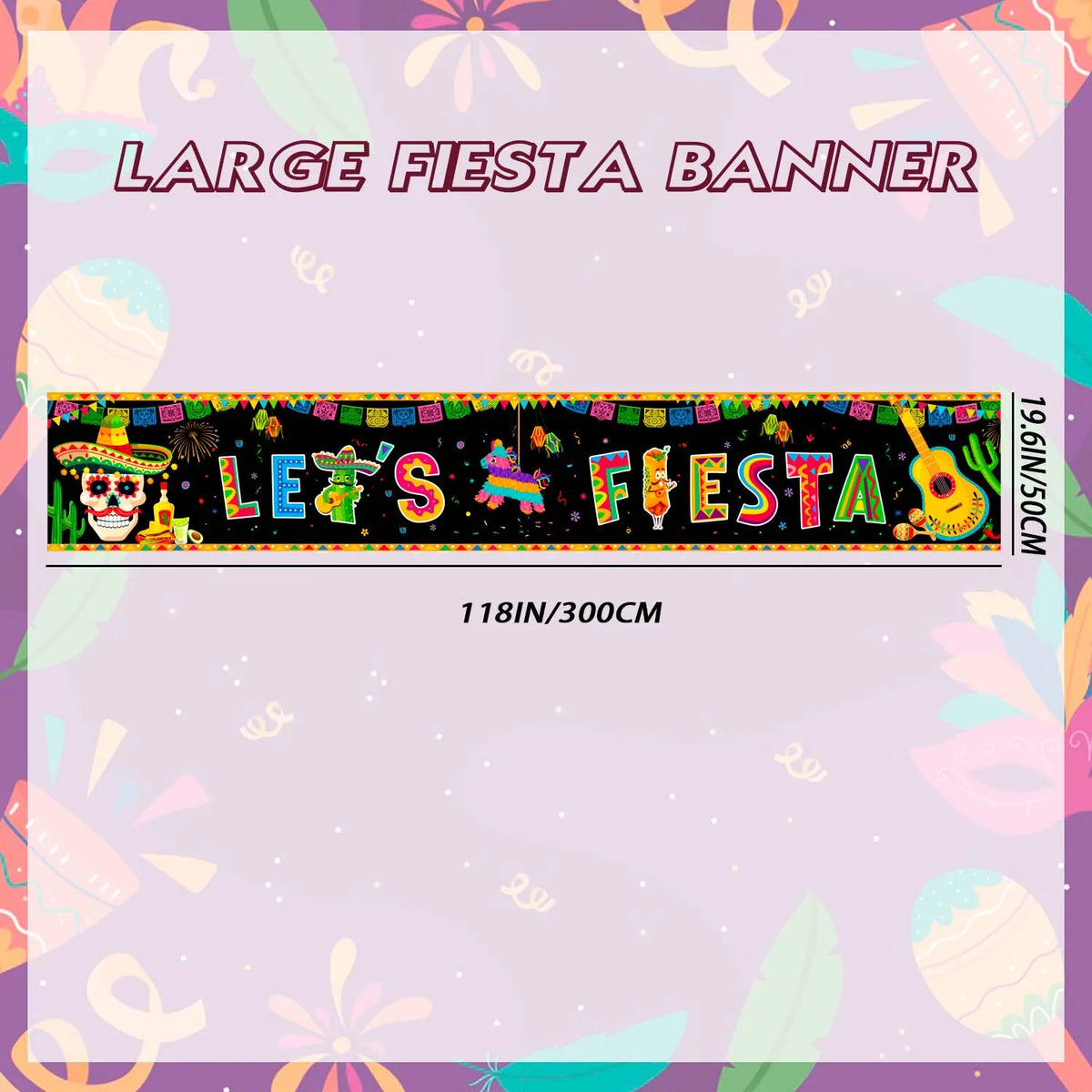 118''x19.6''Mexican Birthday Party Yard Banner