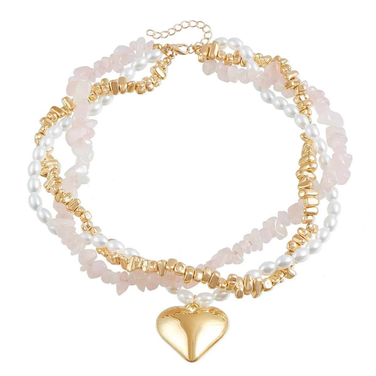 Fashion Heart Beaded Necklace for Women Boho Elegant Irregular