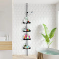 4 Tier Corner Shower Caddy Tension Pole Rust Proof Telescopic Rod Rustproof Standing Storage Rack Shower Organizer Stainless Steel Decor Shelf for Bathtub Shampoo Accessories