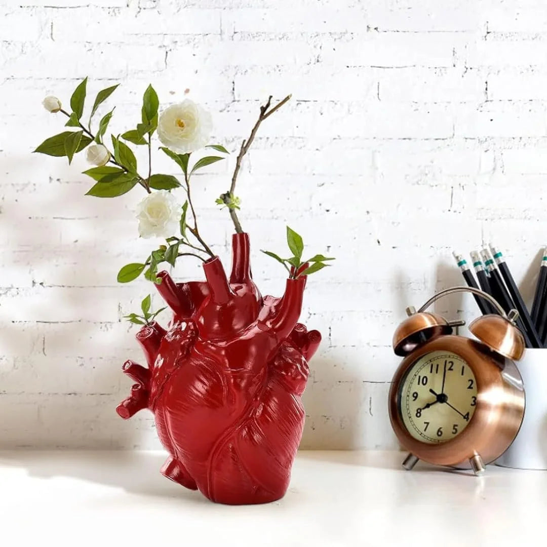 Heart Shaped Flower Vase Realistic 3D Human Heart Design Flower Pot Unique Decor for Home, Office or Garden Creative Medical Ana