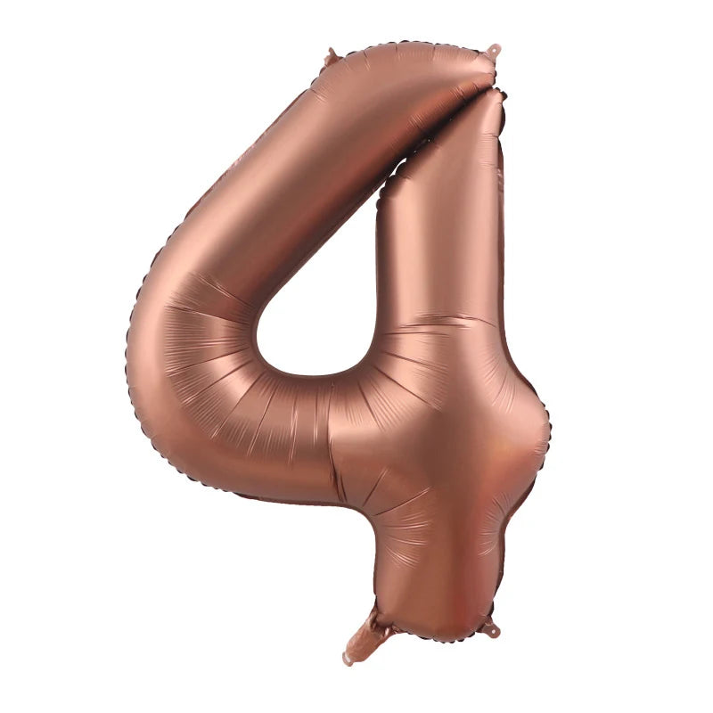 10/5/1Pc Brown Beige Cream 18inch Heart Balloons Cream Number Balloons 1 2 3 4 5 6 Birthday Number Foil Balloon Helium Air Globo