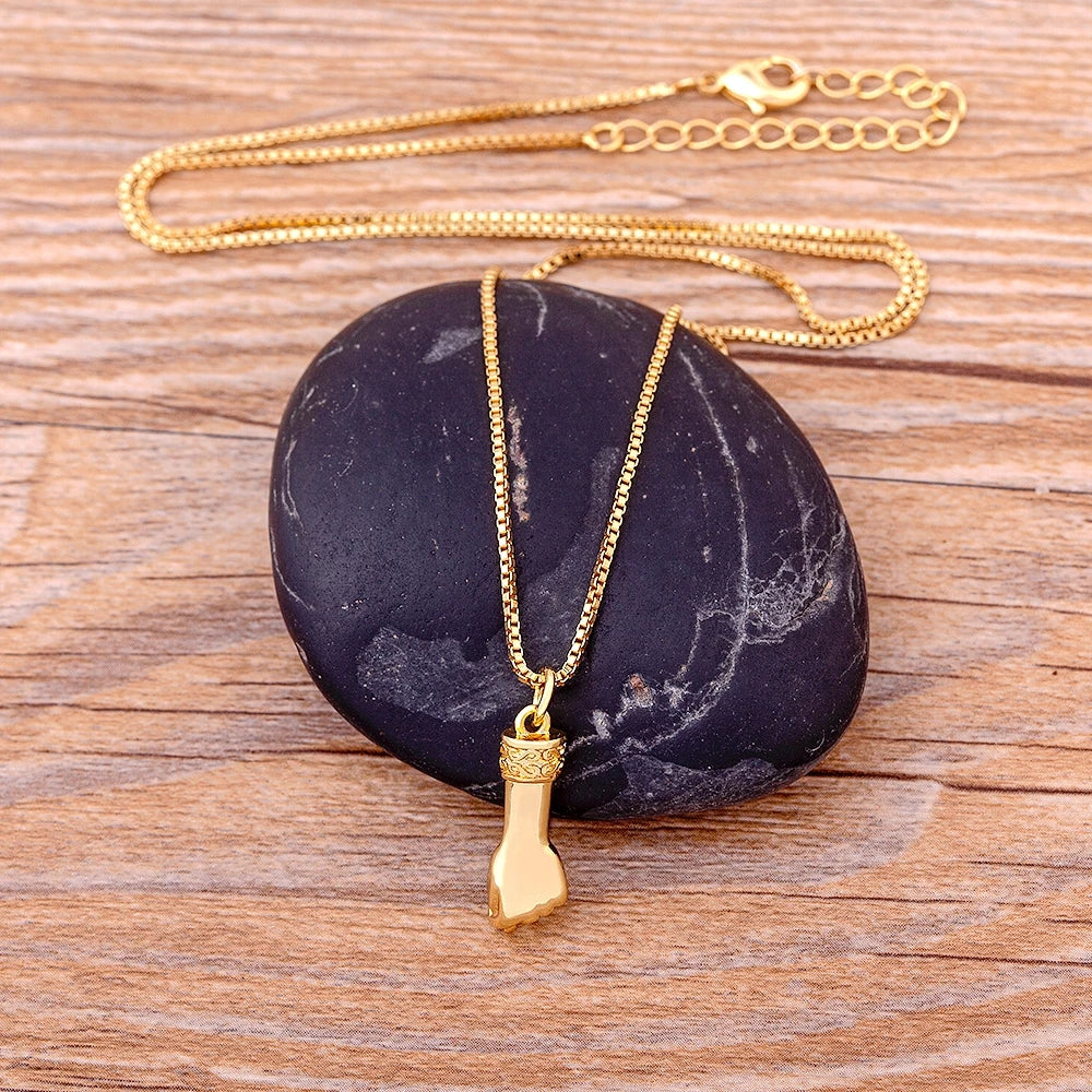 AIBEF Classic Gold Plated Copper Wristband Pendant Necklace Women Creative Design Sports Style Fashion Party Personalized Gifts