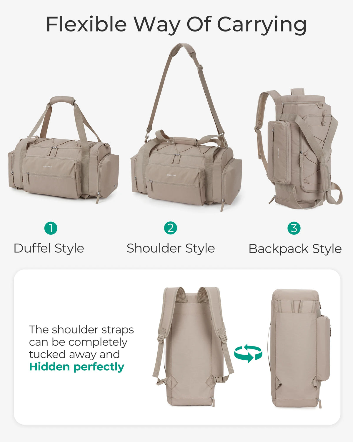 Bagsmart 4-IN-1 Duffle Bags for Women Lightweight Gym Bag
