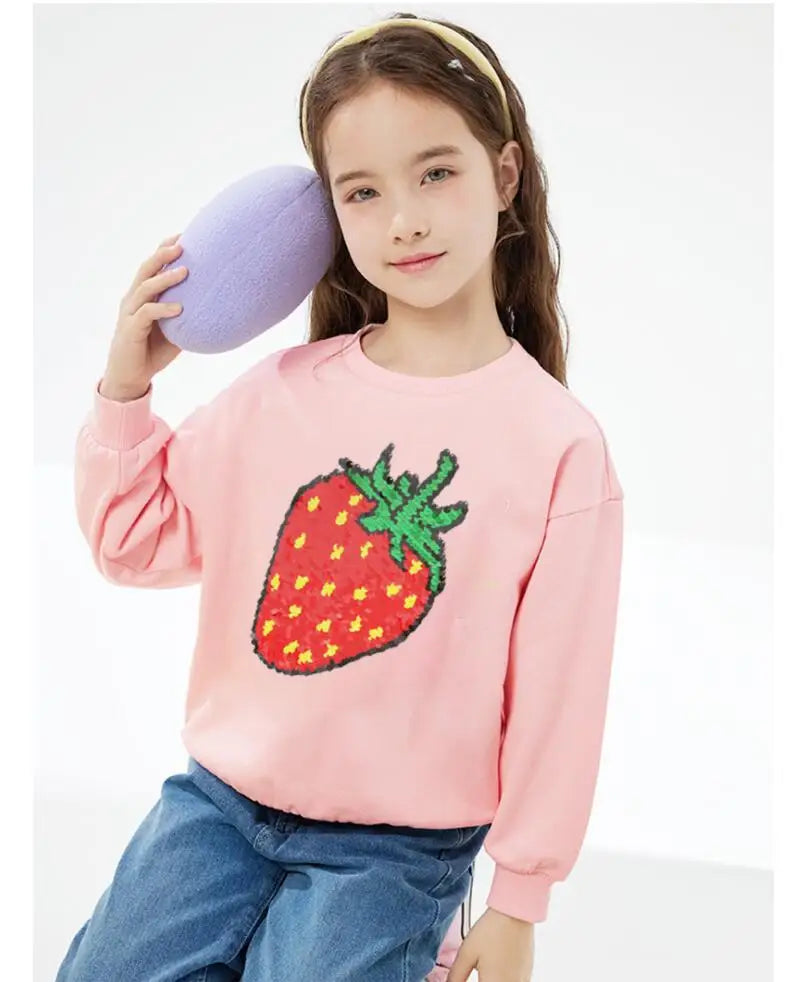 Cute Cat Baby Girls Hoody Sweatshirt Toddler Kids Cotton Sequins Cartoon Sweater Children Spring Autumn Clothes Tops