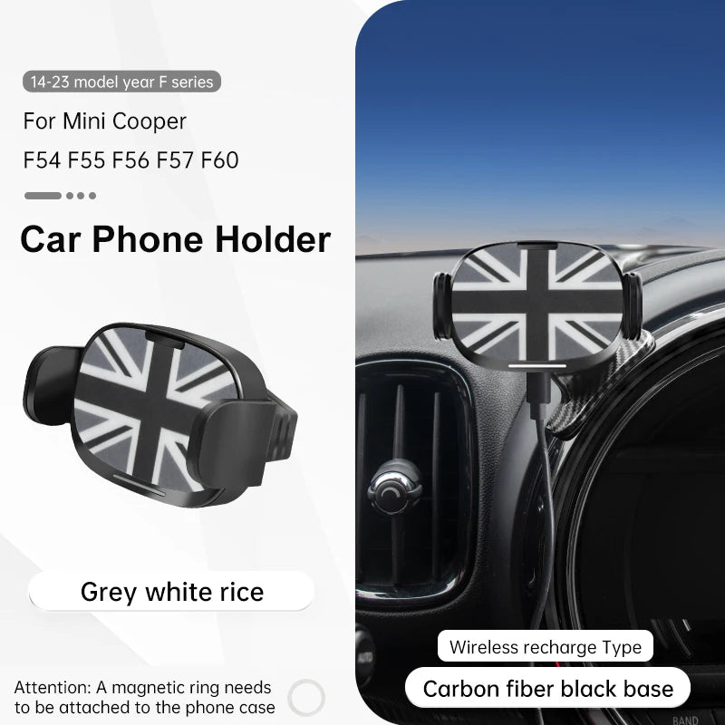 Car Phone Holder Wireless Charger For Mini Cooper F56 F55 F54 F60 F57 2014-2023 Central Control Mobile Phone Bracket Accessories