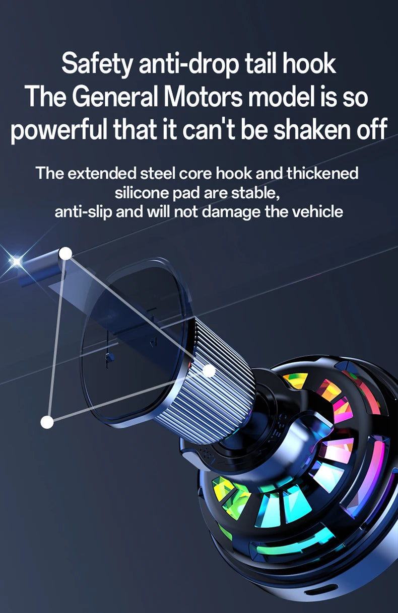 25W Air-Cooling Car Wireless Charger LED Light Phone Stand Magnetic Fast Charging Station For Magsafe iPhone 17~12 Pro Max