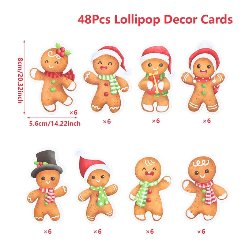 48pcs Ghost Lollipop Holder Happy Halloween Lollipop Cute Decoration Paper Card Trick Or Treat Candy Pack Halloween Party