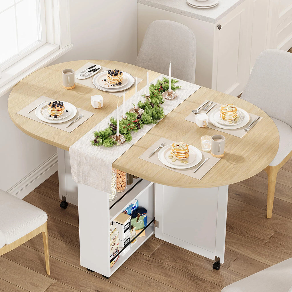 3-in-1 Folding Kitchen Table With Wine Rack