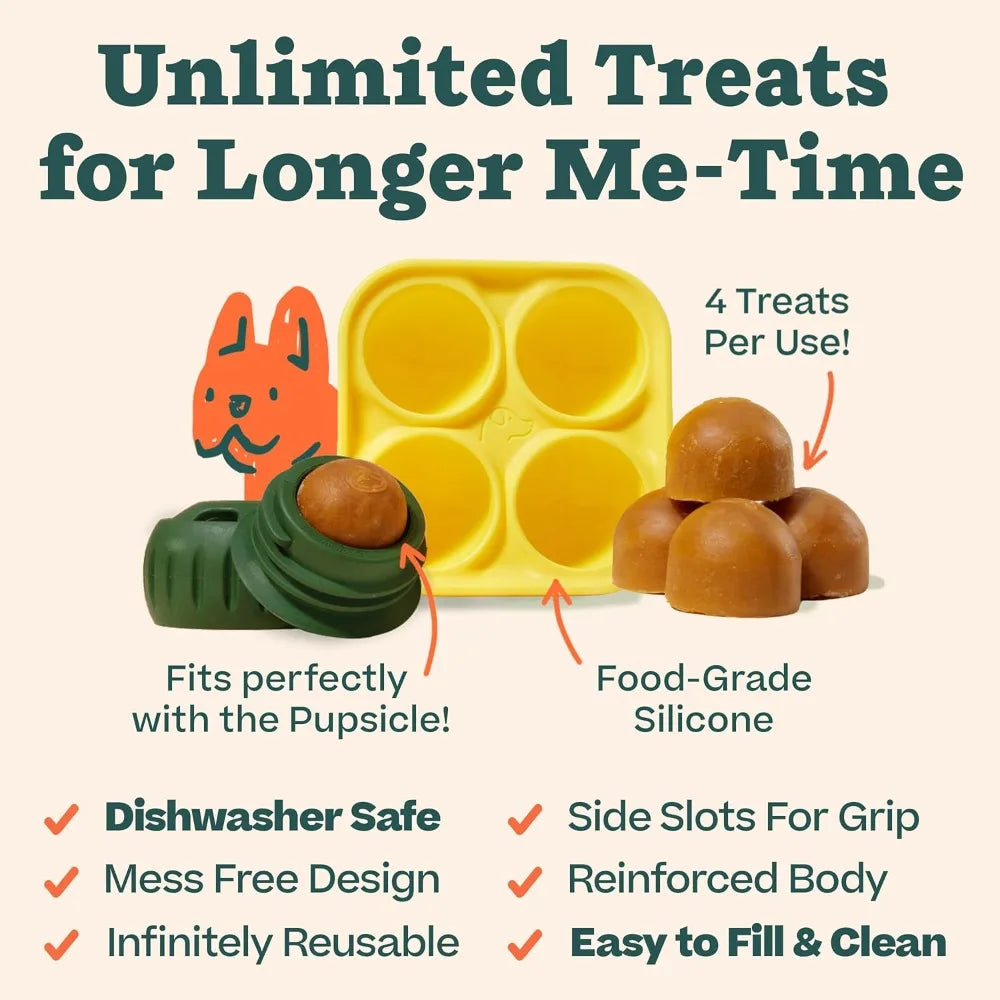 Pupsicle & Treat Tray Long-Lasting Interactive Dog Ball Toy Silicone Dog Treat Mold Keep Your Pup Busy BPA Free Easy Clean Toys